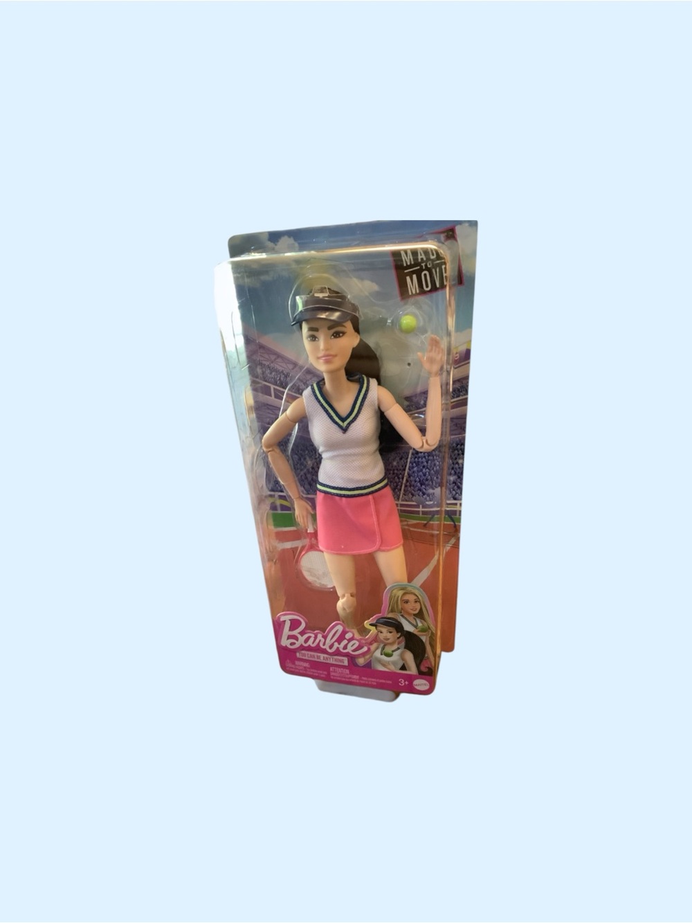 BARBIE You Can Be Anything Made to Move Tennis Player Doll w/Racket & Ball.